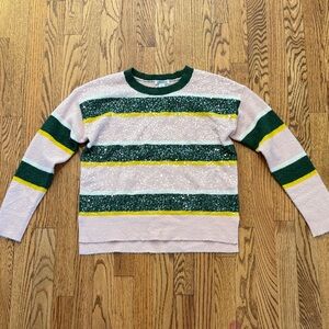 Girls Nordstrom brand Striped Sweater with Green and Yellow Accents and sequins